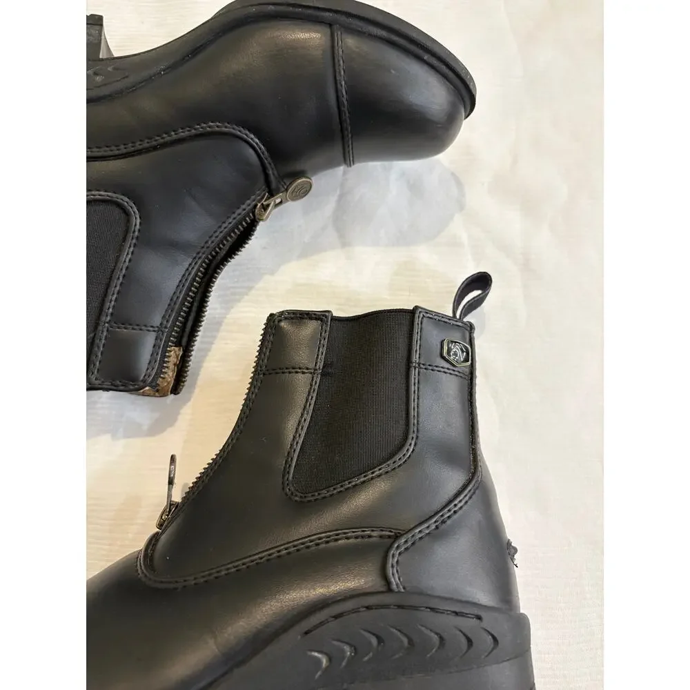 Ovation Child's 3 Quantum Zip Paddock Riding Boots Polished Black Faux Leather